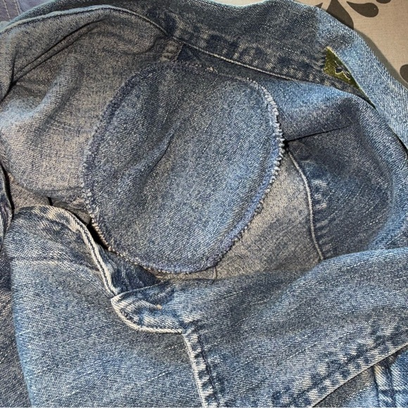 Christopher & Banks Blue Denim Cotton Shirt Jacket floral embroidered size L - Picture 14 of 16